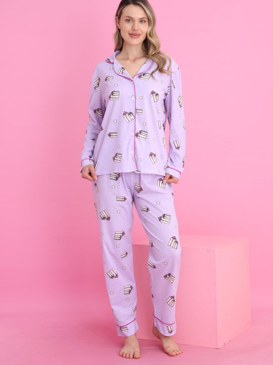 Siyah Inci De iarnă Set Pijamale pentru Femei Lilac