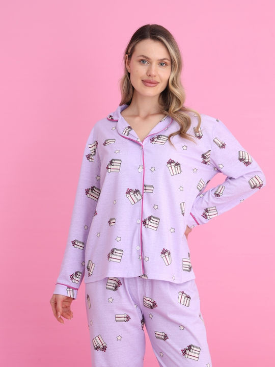 Siyah Inci De iarnă Set Pijamale pentru Femei Lilac