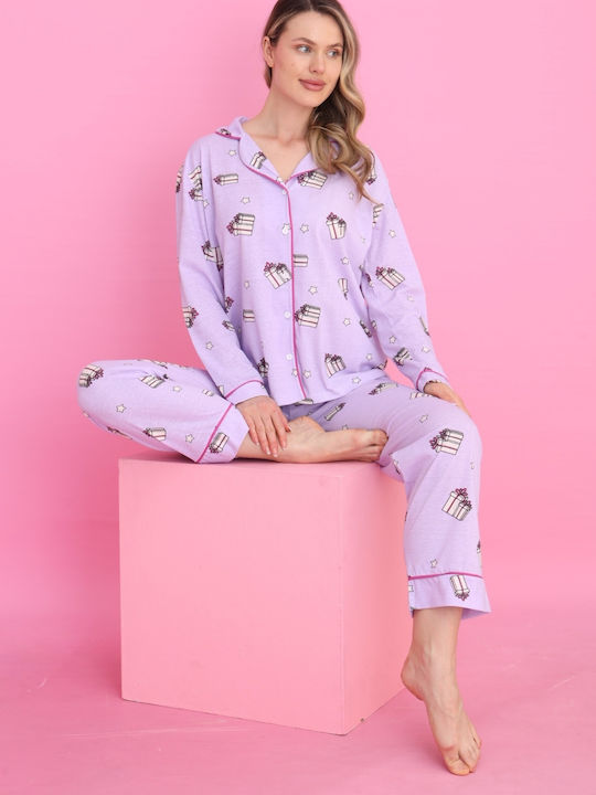 Siyah Inci De iarnă Set Pijamale pentru Femei Lilac