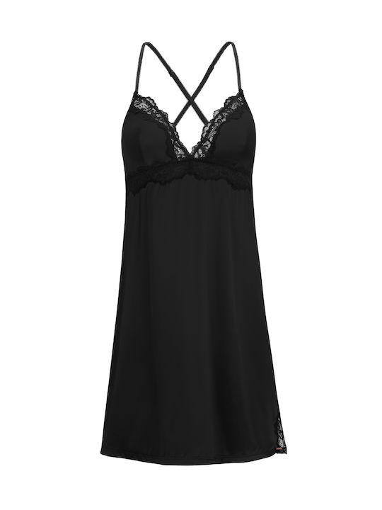 Dorina Winter Damen Nachthemd Black