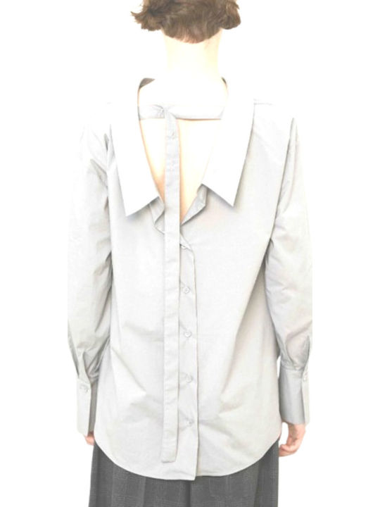 Langärmelig Damen Hemd White