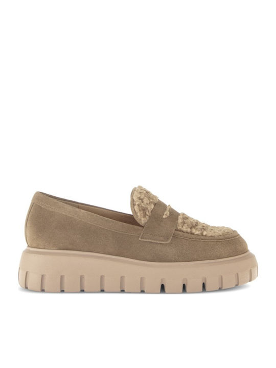 Leather Women's Moccasins in Brown Color