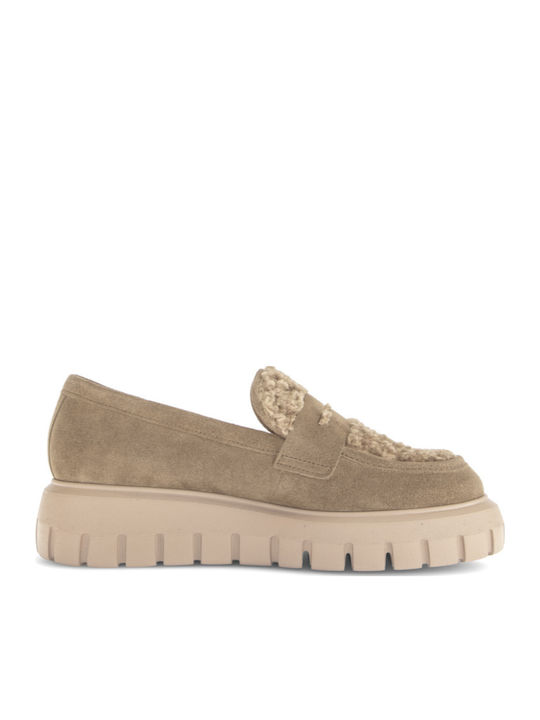 Leather Women's Moccasins in Brown Color