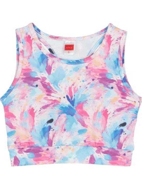 Kids' Crop Top Sleeveless Fuchsia-blue Allover The Top