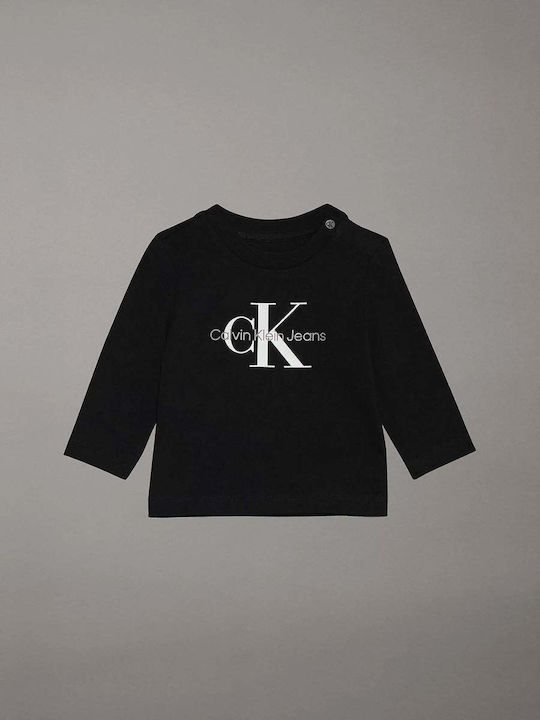 Kids Long-sleeved Black Monogram Top
