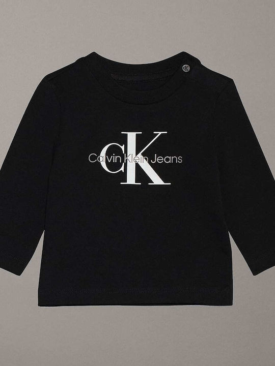 Kids Long-sleeved Black Monogram Top