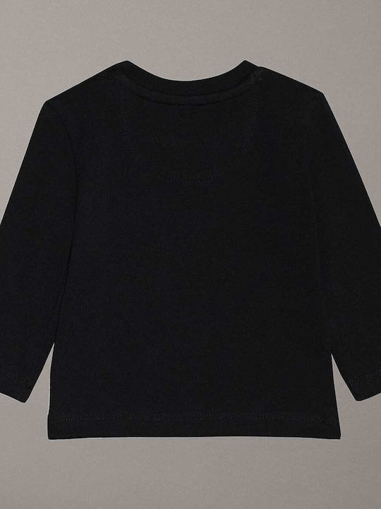 Kids Long-sleeved Black Monogram Top