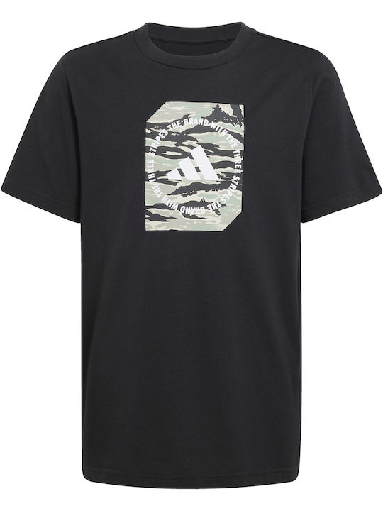 Kinder-T-Shirt Schwarz Camo Box