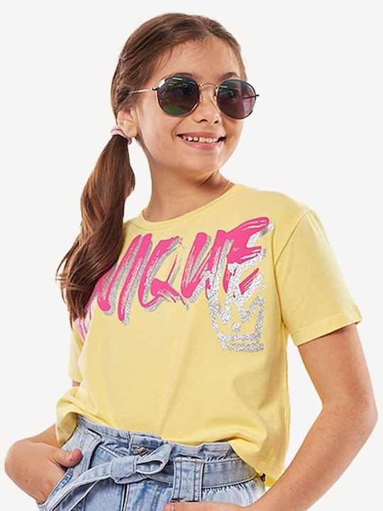 Kids' Crop Top Short Sleeve Yellow