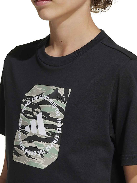 Kinder-T-Shirt Schwarz Camo Box