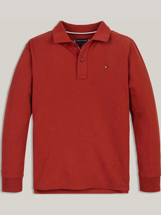 Kids' Polo Long Sleeve Red Essential