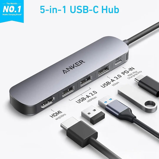 Anker USB-C Docking Station με HDMI 4K PD Μαύρο (A8357HA0)