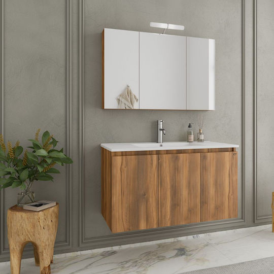 Drop Πάγκος με Νιπτήρα & Καθρέπτη Μ90xΒ45xΥ50cm Amber Baroque Oak Drop Πάγκος με Νιπτήρα & Καθρέπτη Μ90xΒ45xΥ50cm Amber Baroque Oak