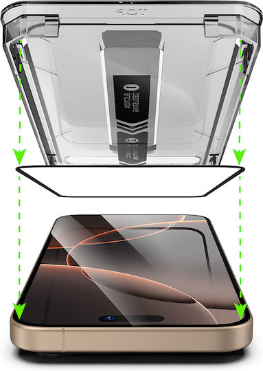 Techsuit Gehärtetes Glas Schwarz (iPhone 17 / 17 Pro / 16 Pro)