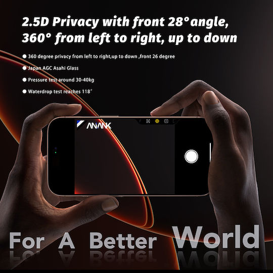 Anank 2.5d 5x Folie Protectie Telefon Reforțată 360° Privacy Screen Protector iPhone 17 Air Negru