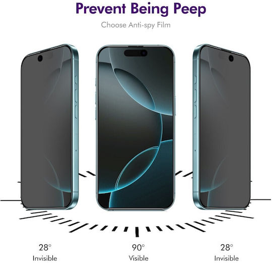 Enkay Privacy Full Face Tempered Glass Negru (iPhone 17 / 17 Pro / 16 Pro)