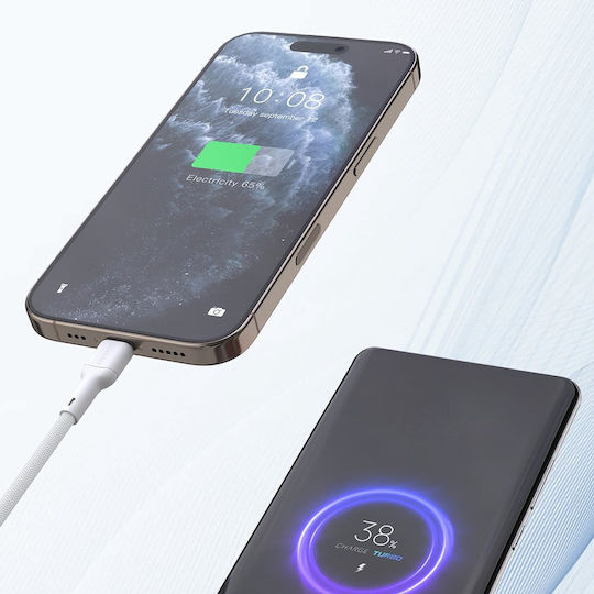 Dudao USB 2.0 Cable USB-C male - USB-C 240W PD Λευκό 2m