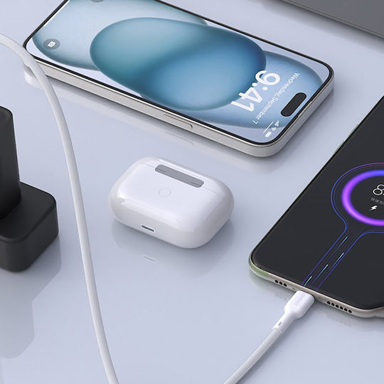 Dudao Редовна USB 2.0 Кабел USB-C мъжки - USB-A мъжки 100W Бял 1м