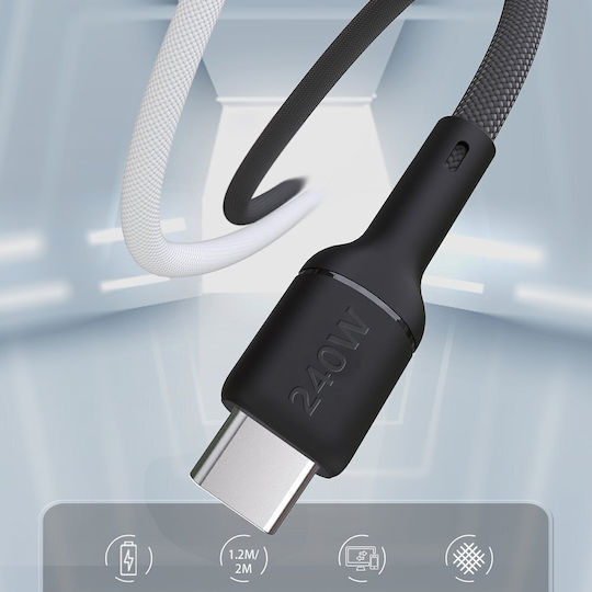 Dudao USB 2.0 Cable USB-C male - USB-C 240W PD Μαύρο 1.2m