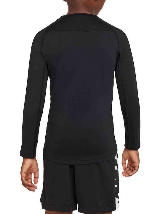 Bluză pentru copii Dri-Fit Cu mânecă lungă Neagră