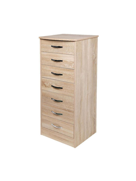 Comodă Dormitor Din Lemn Cu 7 Sertare Stejar 46x42x116cm