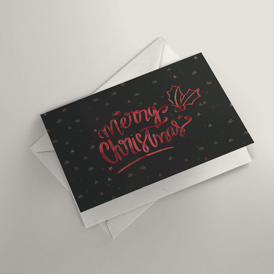Greeting Card Merry Christmas Little Trees