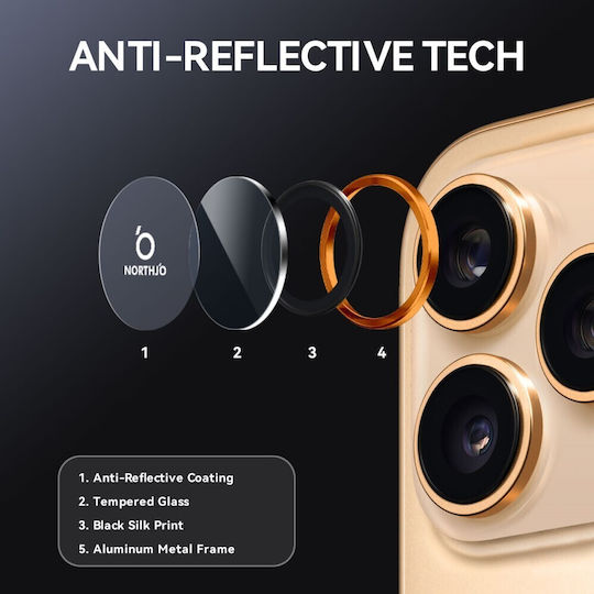 Northjo Προστασία Κάμερας Tempered Glass Πορτοκαλί για το Apple iPhone 17 Pro