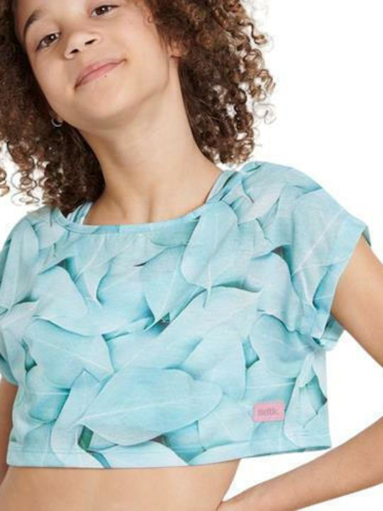 Kids' Crop Top Short Sleeve Turquoise