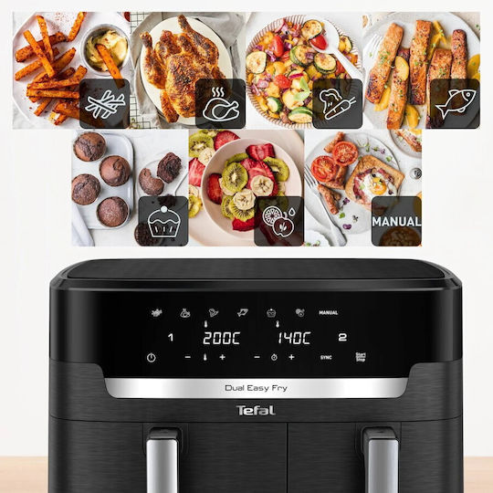Tefal Easy Fry Xxl Friteuză cu aer cu Coș Detașabil Dublu 11lt Negru