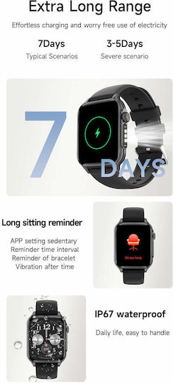 Microwear P6 Max Smartwatch με Παλμογράφο (Μαύρο)