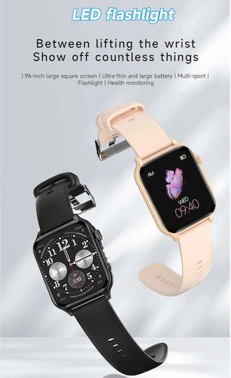 Microwear P6 Max Smartwatch με Παλμογράφο (Μαύρο)