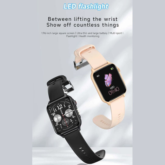 Microwear P6 Max Smartwatch με Παλμογράφο (Μαύρο)