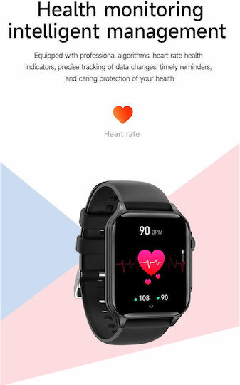 Microwear P6 Max Smartwatch με Παλμογράφο (Μαύρο)