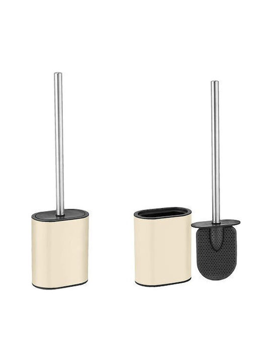 Sidirela Metallic Toilet Brush and Basket Set Soft Close 5lt Beige