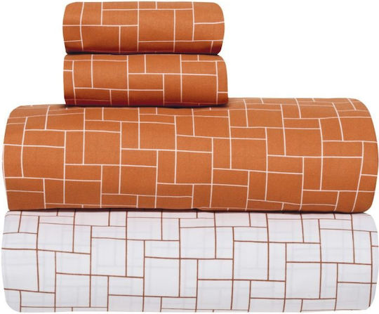 Kentia Сет Чаршафи 240x270см. Versus Dodici 06 Terracotta-white 4бр