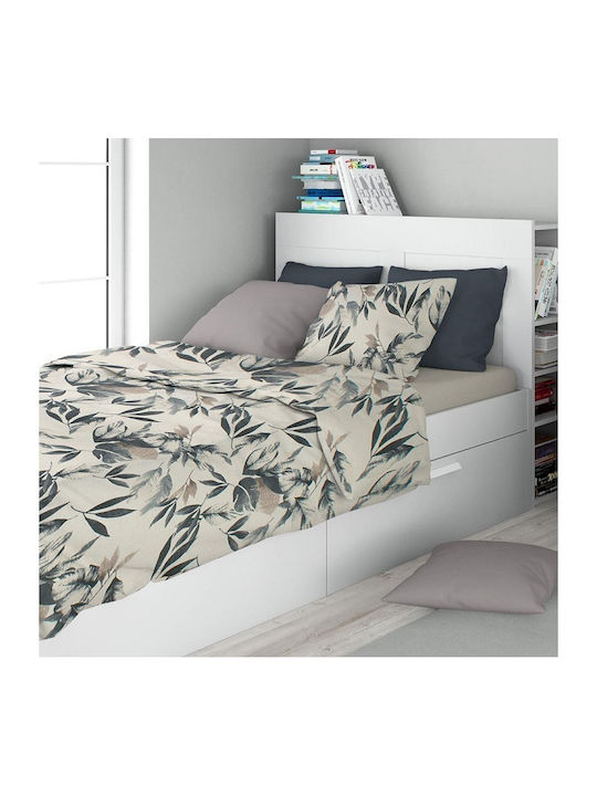 Dimcol Duvet Cover Cotton Queen 220x240 Eurydiki 710 Ecru-black