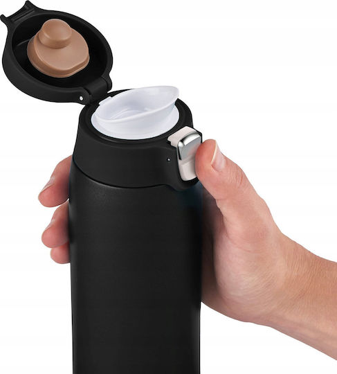 Emsa Handled Tumbler Thermos Plastic 400ml Black with Straw and Handle