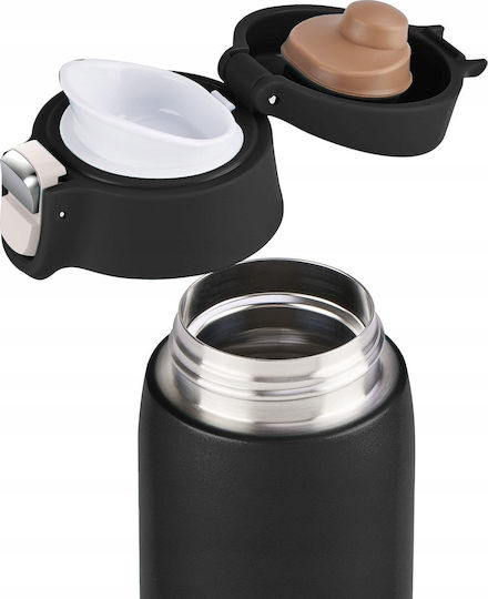 Emsa Handled Tumbler Thermos Plastic 400ml Black with Straw and Handle