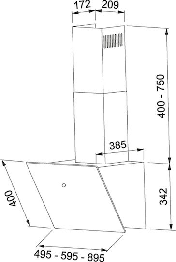 Franke Vertis FVT 605 Șemineu Hotă 60cm Negru