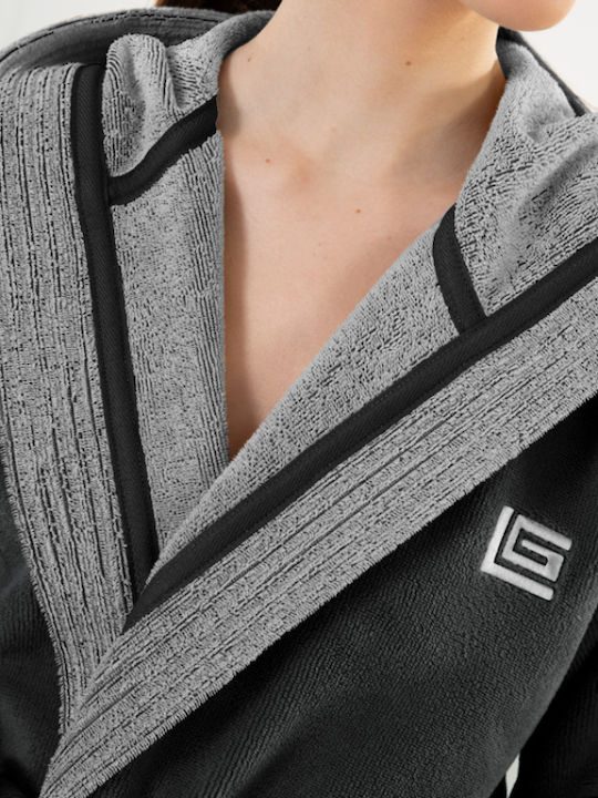Guy Laroche Monogram Μπουρνούζι με Κουκούλα Black