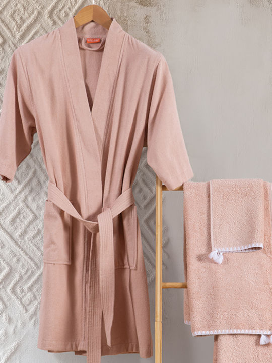 Nef-Nef Homeware Morena Bathrobe with Collar Pink 250gsm