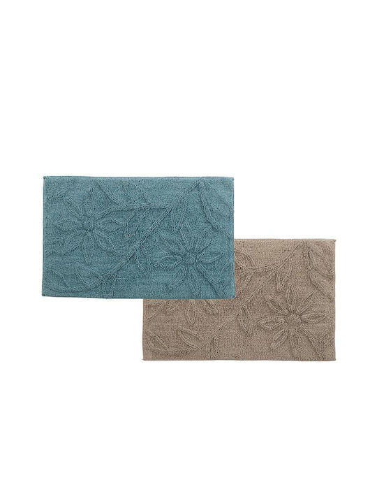 Nef-Nef Homeware Non-Slip Bath Mat Cotton Anthem Smoke Blue 50x80cm