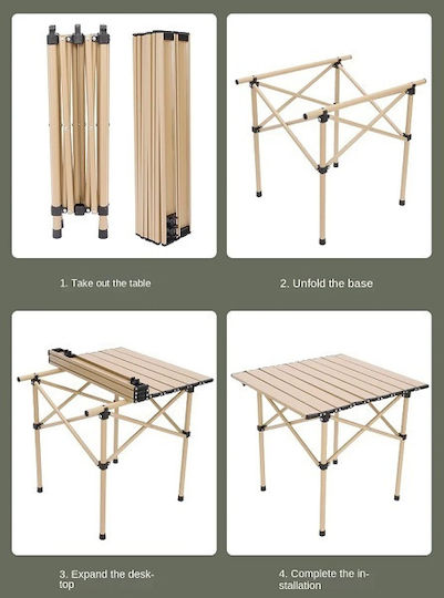 Masă Picnic Pliabil 64x50x45buc Bej Masă Picnic Pliabil 64x50x45buc Bej