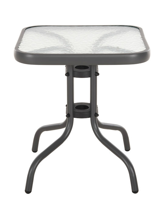Hilfsmittel Gartentisch für Kleine Außenbereiche Holz mit Metallrahmen Figo Grau 45x45x51cm