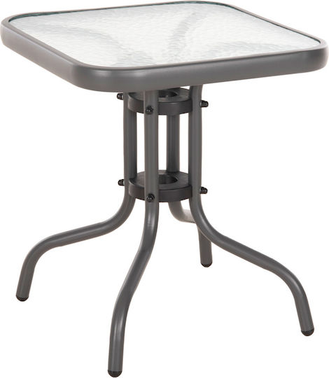 Auxiliary Table for Small Outdoor Spaces Wooden with Metal Frame Figo Grey 45x45x51cm