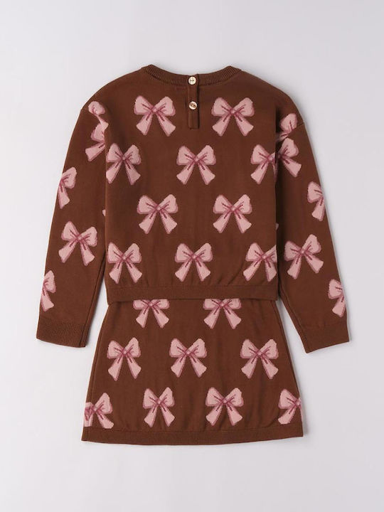 Kids' Set with Skirt Winter 2pcs Brown