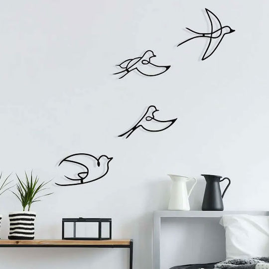 Wallity Wanddekoration Silhouette Hope Schwarz aus Metall 30x16,5cm 4 Stück