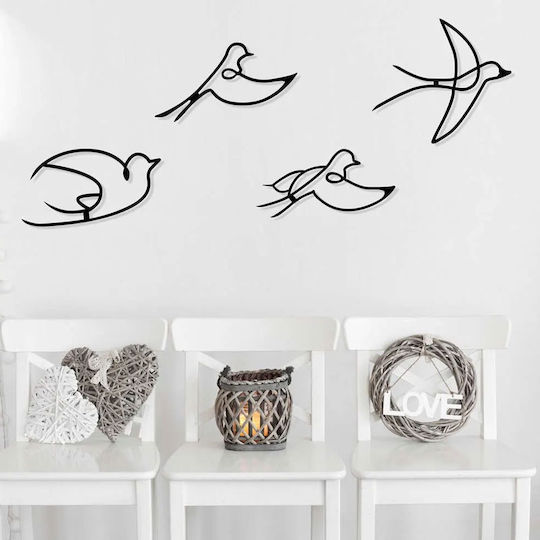 Wallity Wanddekoration Silhouette Hope Schwarz aus Metall 30x16,5cm 4 Stück