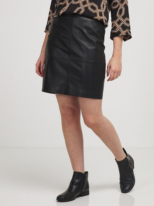 Leder Midi Rock Schwarz
