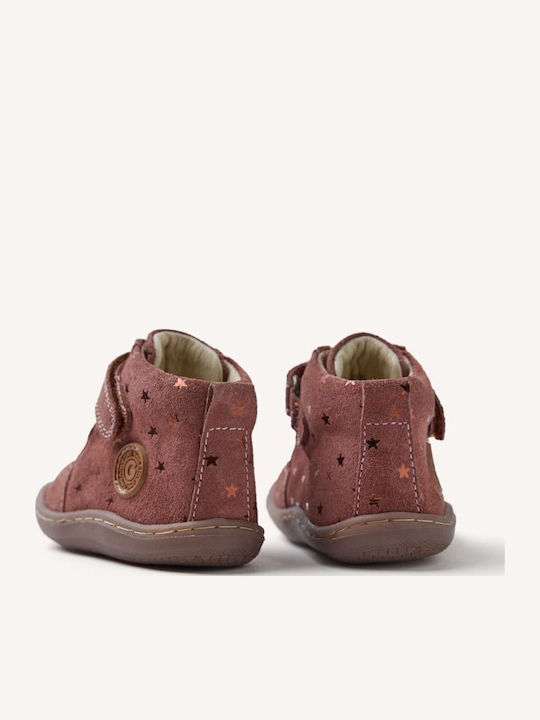 Anatomice Ghete Copii din Piele cu Velcro Roz